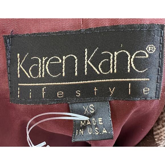 Karen Kane Wool Blend Made in USA Plaid Fringe Jacket Size XS - Picture 4 of 6